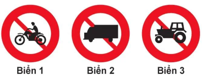 Hình câu 303: Biển nào cấm máy kéo?