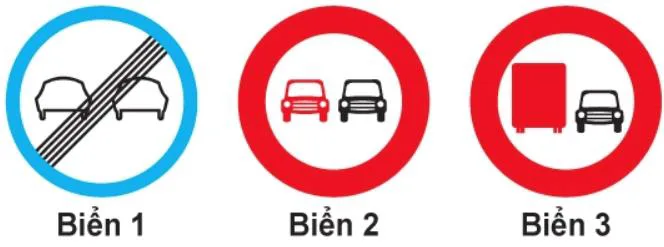 Hình câu 309: Biển nào không cho phép xe ô tô con vượt?