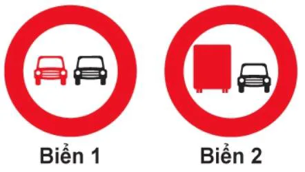 Hình câu 312: Biển nào xe ô tô con được phép vượt?
