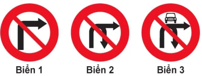 Hình câu 317: Biển nào cấm các phương tiện rẽ phải?