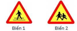 Hình câu 411: Gặp biển nào người tham gia giao thông phải đi chậm và thận trọng đề phòng khả năng xuất hiện và di chuyển bấ…