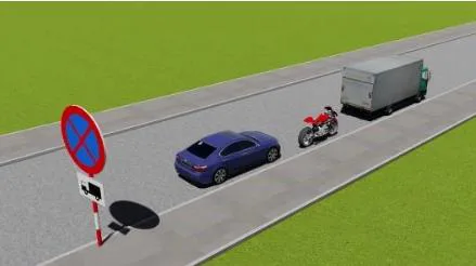 Hình câu 505: Trong trường hợp này xe nào đỗ vi phạm quy tắc giao thông?