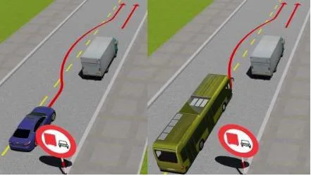 Hình câu 513: Xe nào vượt đúng quy tắc giao thông?